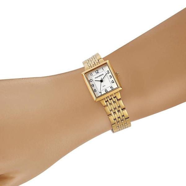 Imagem de Relogio Mondaine Feminino Ref: 32378lpmvde1 Retangular Dourado