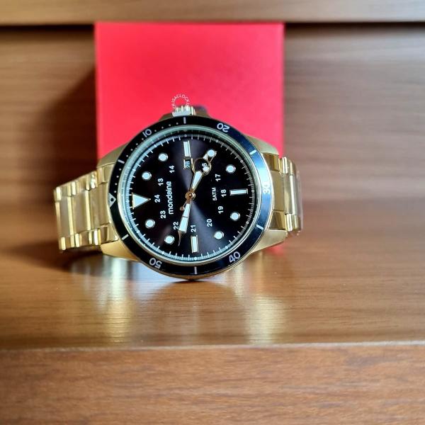 Imagem de Relogio Mondaine Masculino Dourado e Preto Original Garantia 99612GPMVDA1