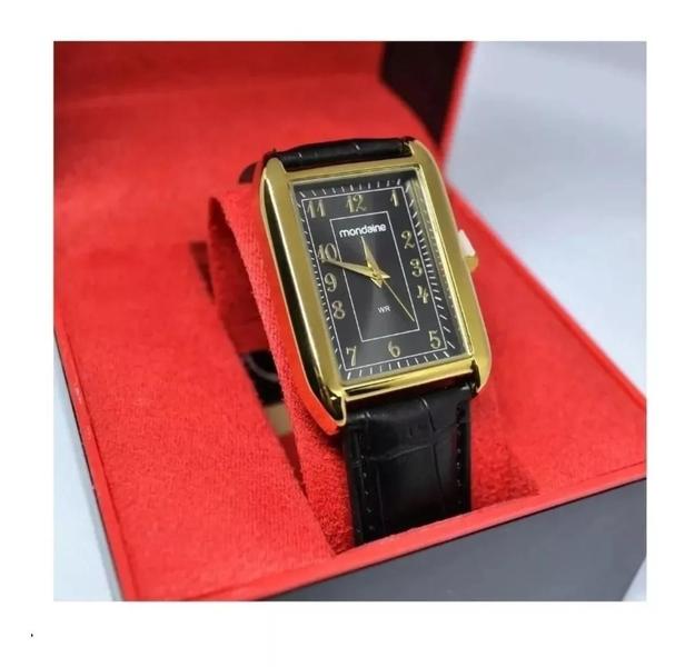 Imagem de Relogio mondaine quadrado masculino couro preto numeros 99547gpmvdh1