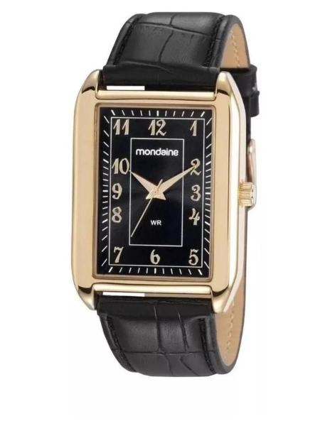 Imagem de Relogio mondaine quadrado masculino couro preto numeros 99547gpmvdh1