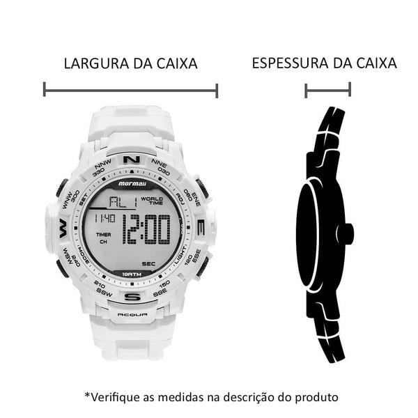 Imagem de Relógio MORMAII masculino digital branco borracha MO1173E/8B