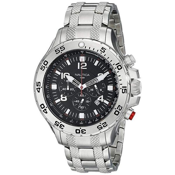 Relogio Nautica N20503G Prata Fundo Preto Cronografo Aco Relogio Masculino Magazine Ofertaesperta