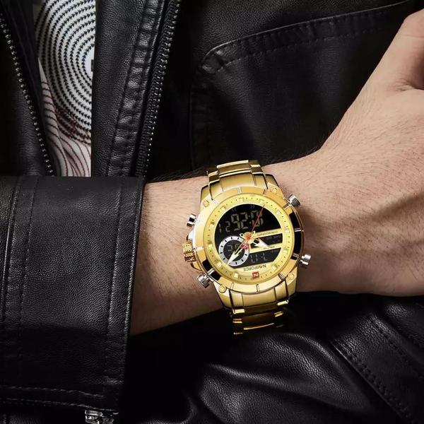 Imagem de Relogio Naviforce 9163 Dourado Masculino Digital E Analogico