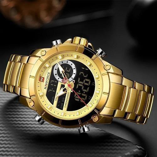 Imagem de Relógio Naviforce 9163 Masculino Analógico/Digital Aço Inox Dourado 4,35cm