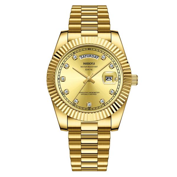 Imagem de Relógio NIBOSI B03-All Gold Analog Quartz Stainless Steel Masculino