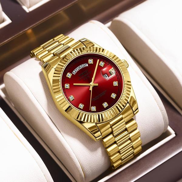 Imagem de Relógio NIBOSI B06-Gold Red Analógico Quartz em Aço Inoxidável