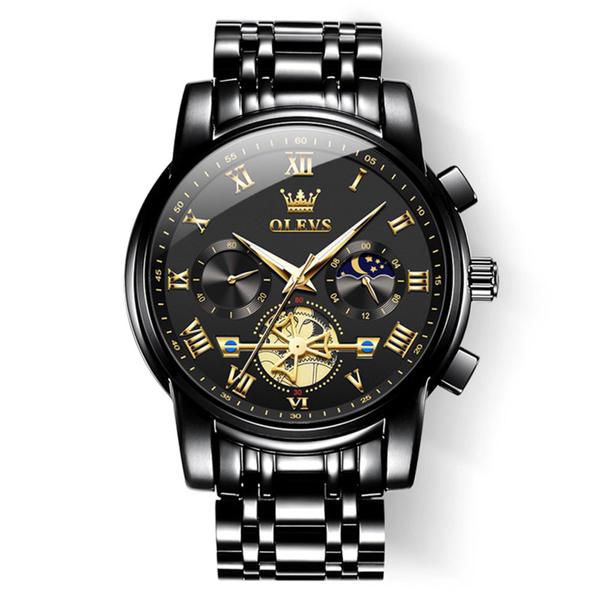 Imagem de Relógio OLEVS Black Fashion Big Face Analog Quartz para homens