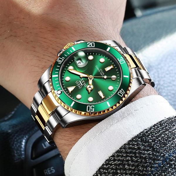 Imagem de Relógio OLEVS Green Classic para homens com tâmara à prova d'água de 30 m