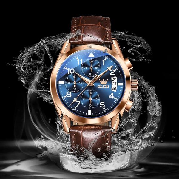 Imagem de Relógio OLEVS Masculino Analógico Quartz Business Leather Rose Gold