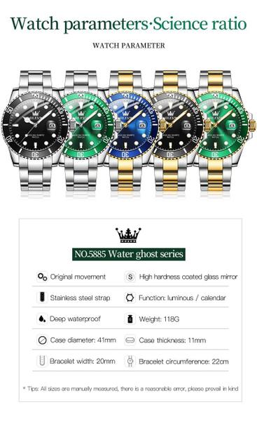 Imagem de Relógio OLEVS masculino ROUND Business quartzo verde com mostrador 41 mm