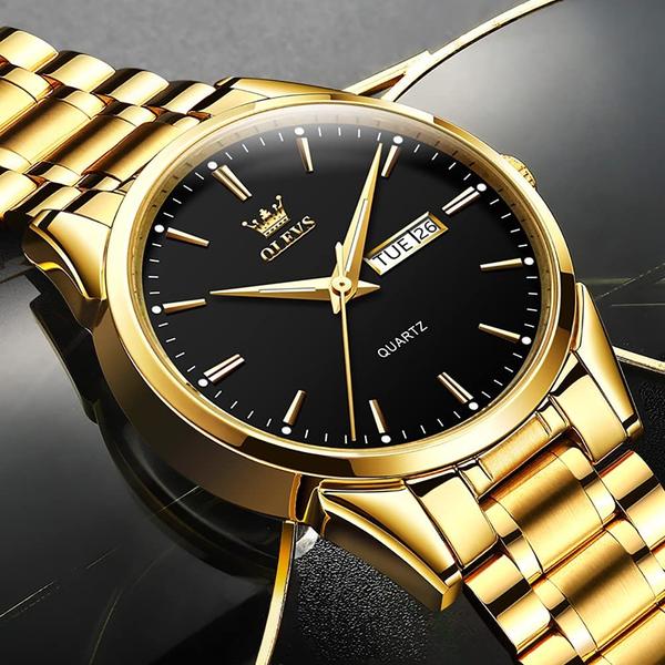 Imagem de Relógio OLEVS Men Gold Business Dress Analog Quartz Steel