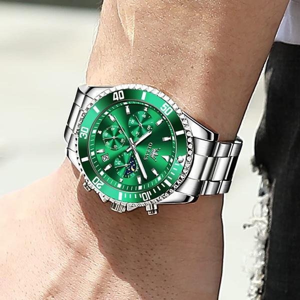 Imagem de Relógio OLEVS Silver Green Classic Analógico 41 mm para Homens