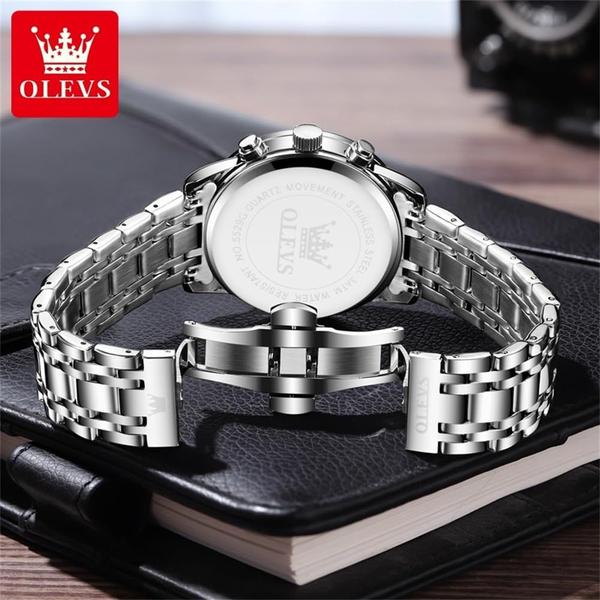 Imagem de Relógio OLEVS Sliver Chronograph Quartz em aço inoxidável para homens