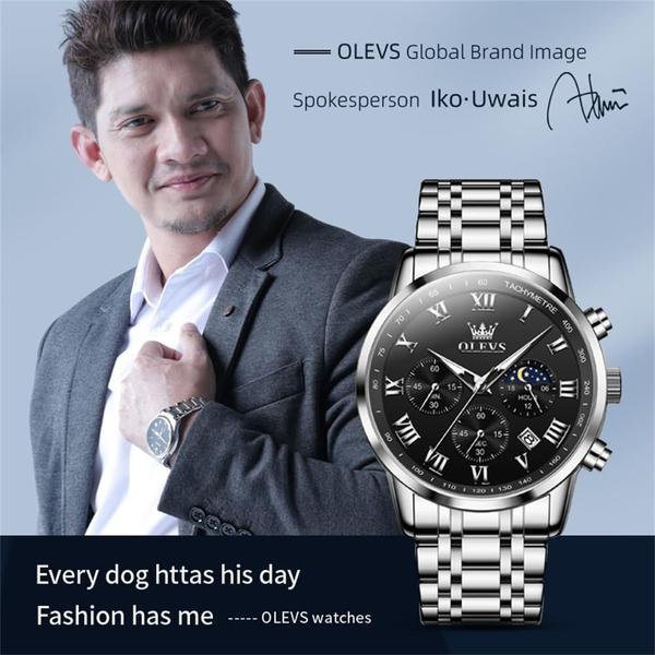 Imagem de Relógio OLEVS Sliver Chronograph Quartz em aço inoxidável para homens