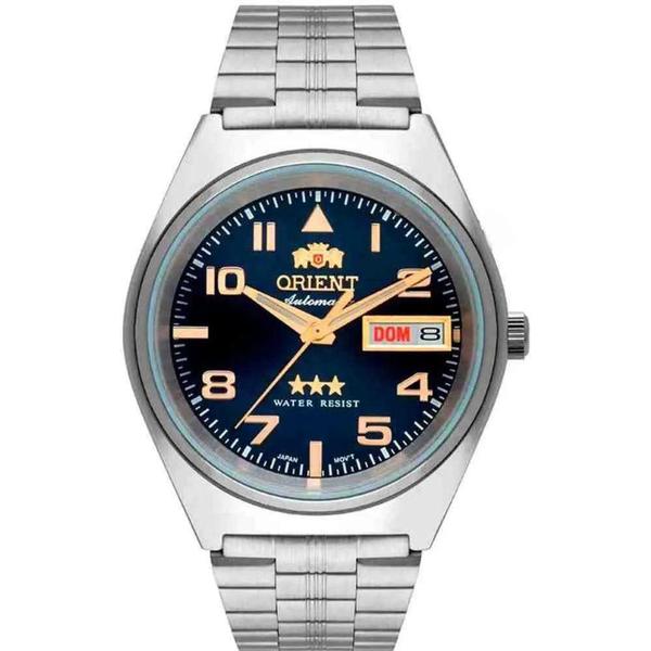 Imagem de Relogio Orient Automatico Masculino 3 estrelas aço inox mostrador azul 469SS083F