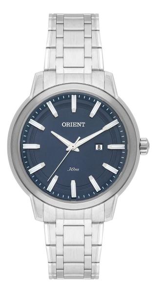 Imagem de Relógio Orient Feminino Analógico Prata Redondo Fundo Azul Elegante Aço Inox FBSS1155 D1SX