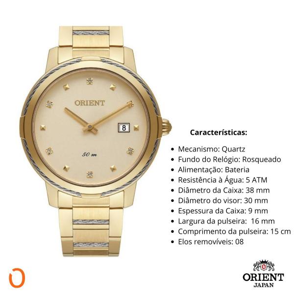 Imagem de Relógio Orient Feminino Dourado  Calendário FTSS1147 C1KS