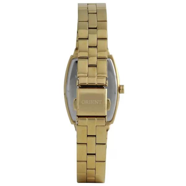 Imagem de Relogio Orient feminino dourado quadrado classico retangular aço inox LGSS0059 C1KX