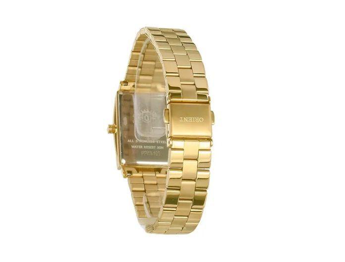 Imagem de Relogio Orient feminino dourado quadrado pequeno retangular banhado social classico LGSS1015 C1KX