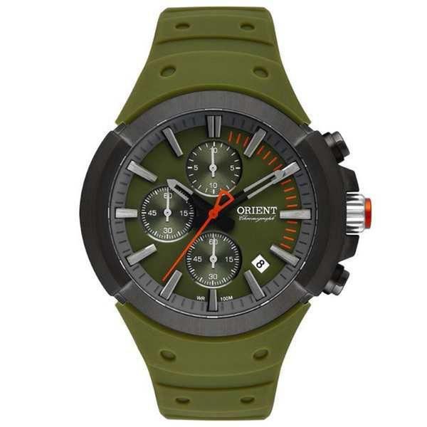 Imagem de Relógio orient masculino cronógrafo silicone verde myspc004 e1ex