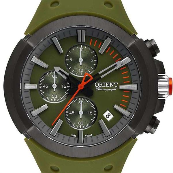 Imagem de Relógio orient masculino cronógrafo silicone verde myspc004 e1ex