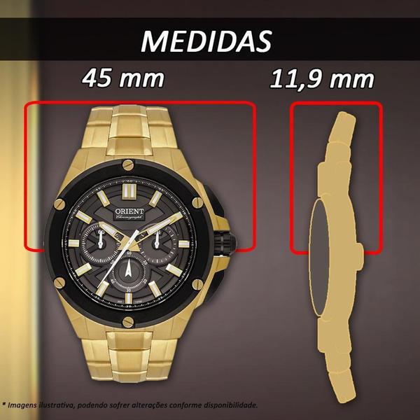 Imagem de Relógio Orient Masculino Dourado 100m + Pulseira Couro