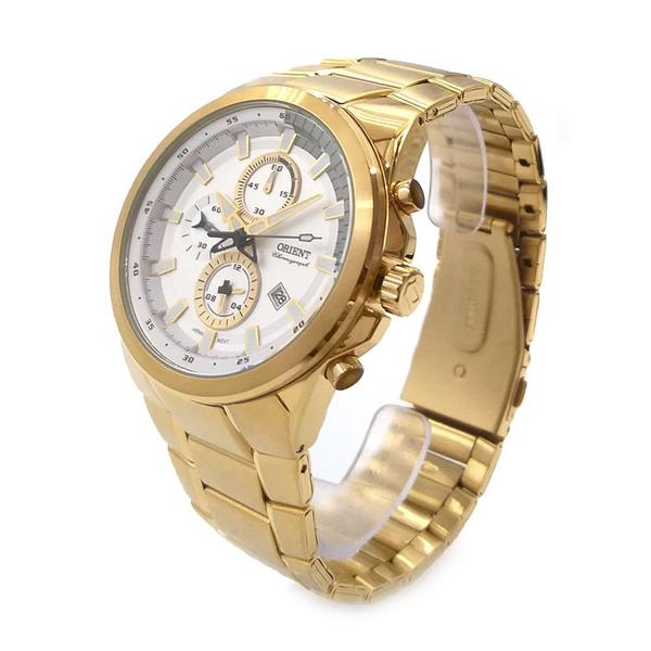 Relógio ORIENT masculino dourado cronógrafo MGSSC042 S1KX Imagem de Relógio ORIENT masculino dourado cronógrafo MGSSC042 S1KX
