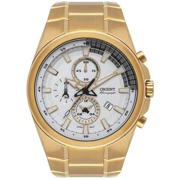 Relógio ORIENT masculino dourado cronógrafo MGSSC042 S1KX Imagem de Relógio ORIENT masculino dourado cronógrafo MGSSC042 S1KX