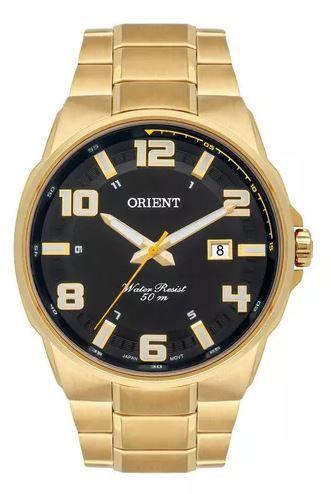 Imagem de Relógio orient masculino dourado fundo preto mgss1186 p2kx