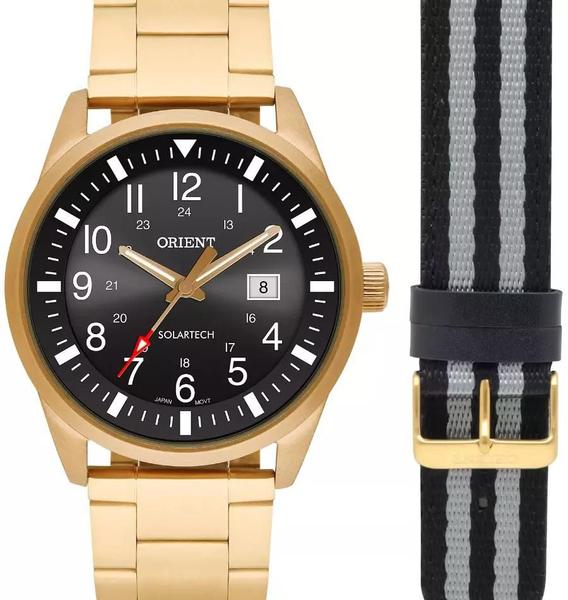 Imagem de Relógio orient masculino dourado solar+pulseira mgss1254