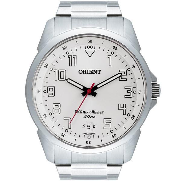 Imagem de Relogio Orient Masculino prata aço inox fundo branco com Números Mbss1154a S2sx