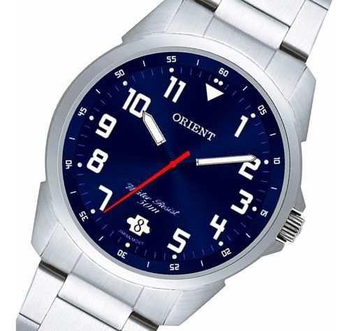 Imagem de Relogio Orient Masculino prata Mostrador Azul com números Mbss1154a D2sx