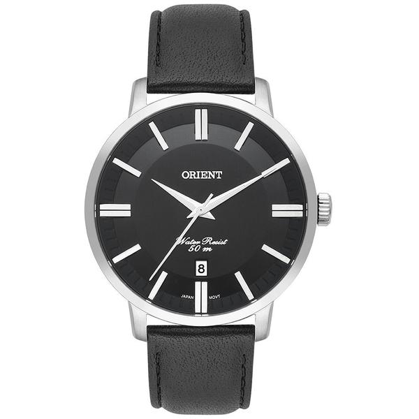 Imagem de Relogio Orient Masculino prata preto classico social executivo pulseira de couro MBSC1038 P1PX