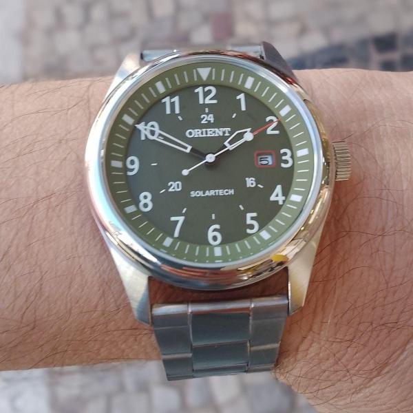 Imagem de Relogio Orient Masculino Solar Prata Verde Mbss1446 E2Sx