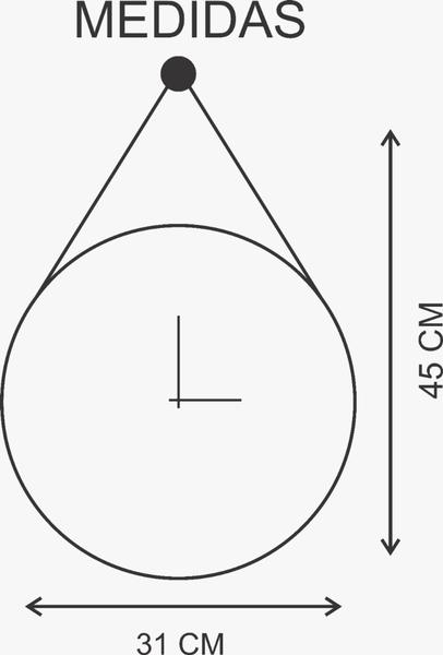 Imagem de Relógio parede 30cm cantinho do café, algarismos 3d cor preta, com alça de couro.