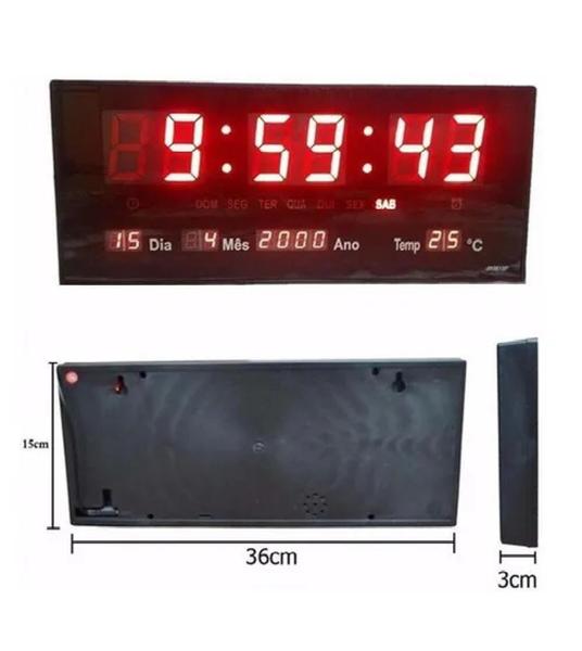 Imagem de Relógio Parede Digital Led Data Mês Ano Temperatura Empresas Grande