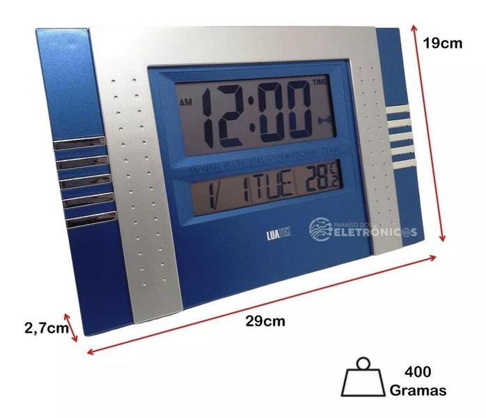 Imagem de Relógio Parede Digital Temperatura E Calendário Possui Números Grandes ZB3002AZ