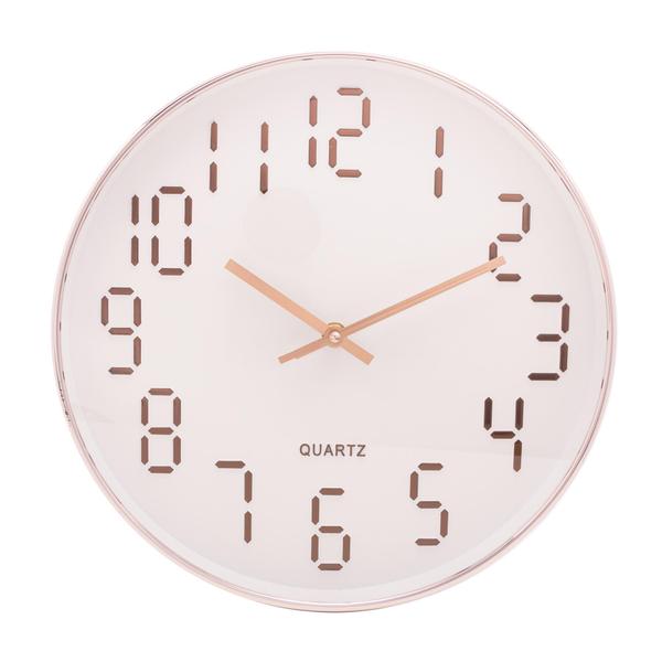 Imagem de Relógio  Parede Em Plástico Quartz Branco C/ Rosé 30,5CmX4Cm