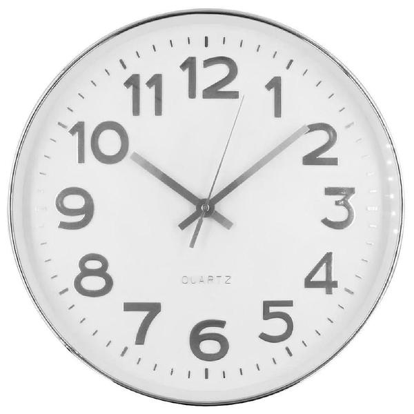 Imagem de Relógio Parede Prata 19,5Cm Redondo - Decoração Moderna Luxo