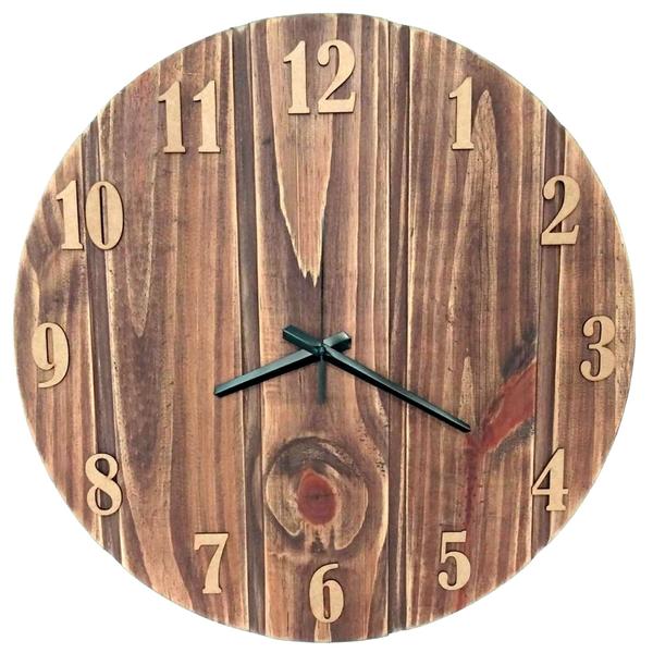 Imagem de Relógio Parede Rústico Madeira Decoração Verniz Vintage Grande 48cm