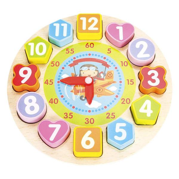 Imagem de Relógio Pedagógico Educativo Aprenda Brincando Em Madeira - Dm Toys