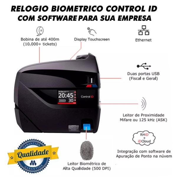 Imagem de Relógio Ponto Biométrico Digital Português Usb P/funcionario