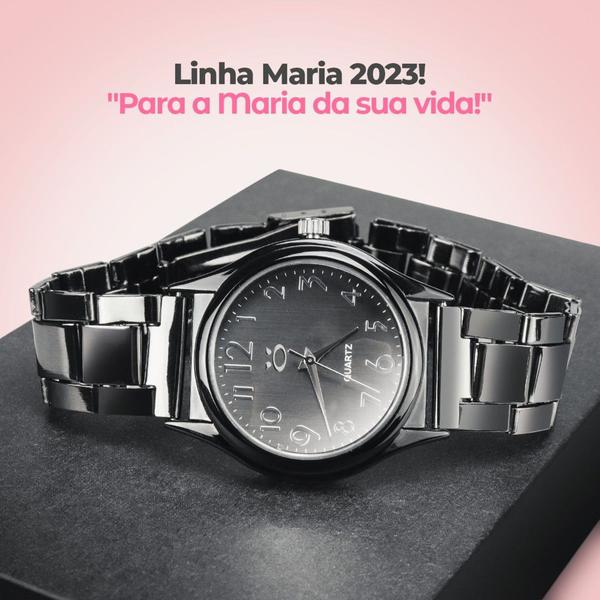 Imagem de Relogio Prata Feminino Quartzo Aço Inox Premium Original Moda Luxo Garantia