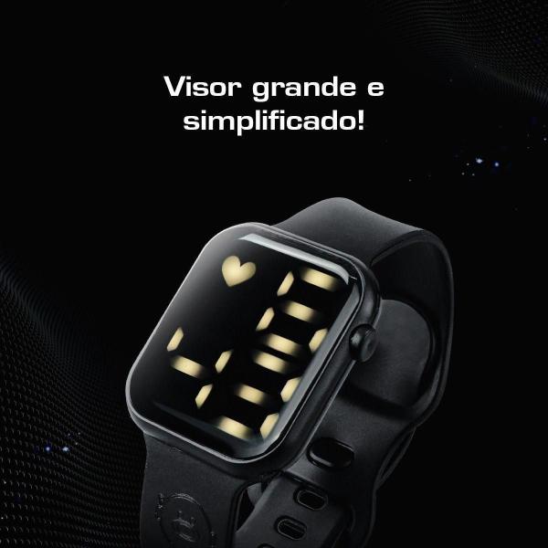 Imagem de Relogio Premium Prova Dagua Silicone Preto + Digital Led