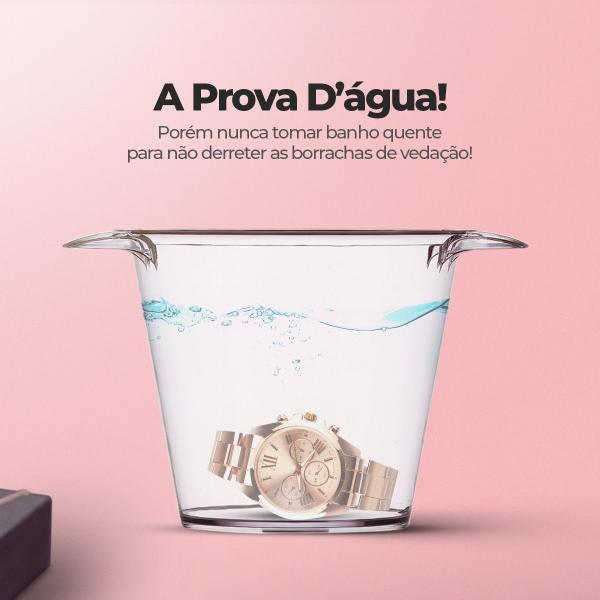 Imagem de Relógio Prova D'agua Banhado + Colar Brinco + Oculos aço inoxidável qualidade premium presente casual