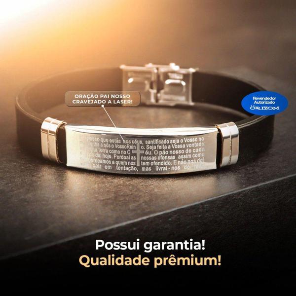 Imagem de Relogio Prova D'agua Masculino Prata + Pulseira Pai nosso inox - Orizom