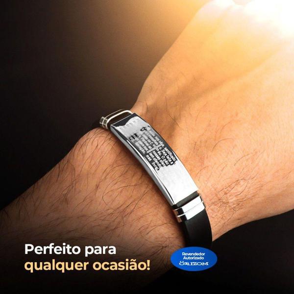 Imagem de Relogio Prova D'agua Masculino Prata + Pulseira Pai nosso inox - Orizom