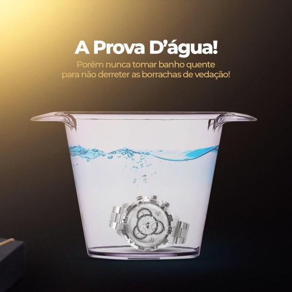 Imagem de Relogio Prova Dagua Aço Inox + Cordão Cruz + Pulseira