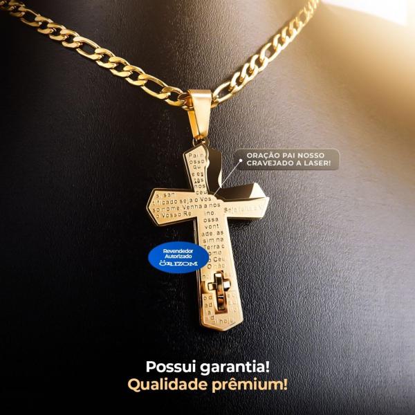 Imagem de Relogio prova dagua dourado + pulseira social casual pesado preto grande original qualidade premium