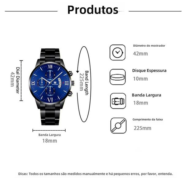 Imagem de Relógio Pulseira de Couro Masculino Clássico Premium
